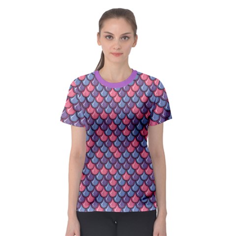 Purple Colorful Shiny River Fish Scales Dragonscale Design Women s Sport Mesh Tee by CoolDesigns