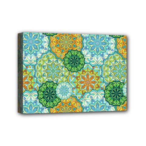 Forest Spirits  Green Mandalas  Mini Canvas 7  X 5  (stretched) by bunart