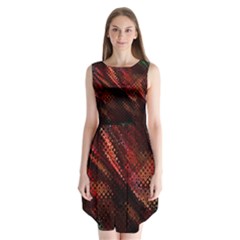 Abstract Green And Red Background Sleeveless Chiffon Dress   by Simbadda