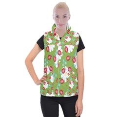 Insect Flower Floral Animals Star Green Red Sunflower Women s Button Up Puffer Vest by Mariart
