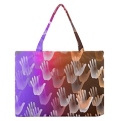 Clipart Hands Background Pattern Medium Zipper Tote Bag by Nexatart
