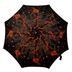 Fractal Wallpaper With Dancing Planets On Black Background Hook Handle Umbrellas (large) by Nexatart