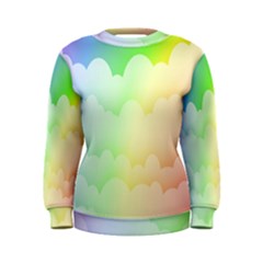 Cloud Blue Sky Rainbow Pink Yellow Green Red White Wave Women s Sweatshirt by Mariart