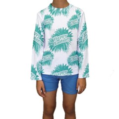 Happy Easter Theme Graphic Print Kids  Long Sleeve Swimwear by dflcprintsclothing