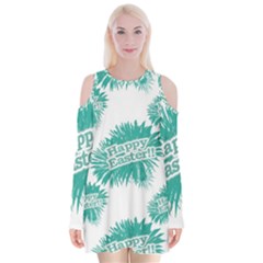 Happy Easter Theme Graphic Print Velvet Long Sleeve Shoulder Cutout Dress by dflcprintsclothing