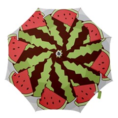 Watermelon Slice Red Green Fruite Circle Hook Handle Umbrellas (small) by Mariart