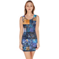 Blue Squares Abstract Background Of Blue And Purple Squares Sleeveless Bodycon Dress by Nexatart