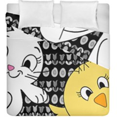Easter Bunny And Chick  Duvet Cover Double Side (king Size) by Valentinaart