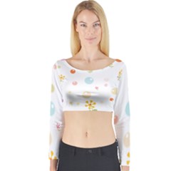 Flower Floral Star Balloon Bubble Long Sleeve Crop Top by Mariart
