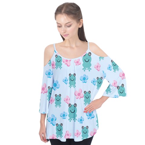 Frog Green Pink Flower Flutter Tees by Mariart