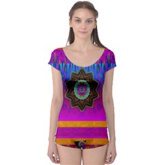 Air And Stars Global With Some Guitars Pop Art Boyleg Leotard  by pepitasart