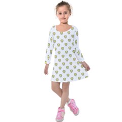 Angry Emoji Graphic Pattern Kids  Long Sleeve Velvet Dress by dflcprintsclothing