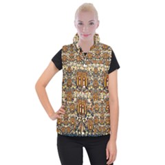 Lady Panda Goes Into The Starry Gothic Night Women s Button Up Puffer Vest by pepitasart