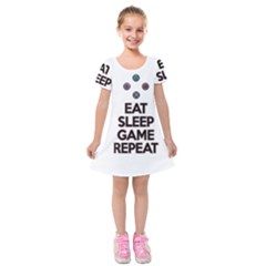 Eat Sleep Game Repeat Kids  Short Sleeve Velvet Dress by Valentinaart