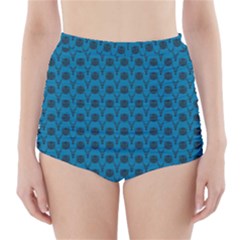 Lion Vs Gazelle Damask In Teal High-waisted Bikini Bottoms by emilyzragz