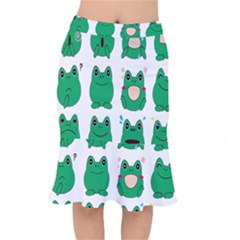 Animals Frog Green Face Mask Smile Cry Cute Mermaid Skirt by Mariart