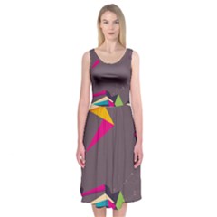 Origami Bird Japans Papper Midi Sleeveless Dress by Mariart