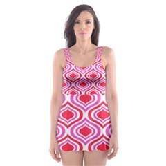 60s Retro Print Designs 5 Skater Dress Swimsuit by beatbeatwing