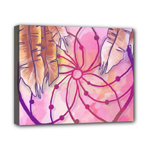 Watercolor Cute Dreamcatcher With Feathers Background Canvas 10  X 8  by TastefulDesigns