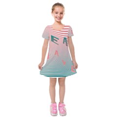 Heat Wave Chevron Waves Red Green Kids  Short Sleeve Velvet Dress by Mariart