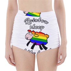 Rainbow Sheep High-waisted Bikini Bottoms by Valentinaart