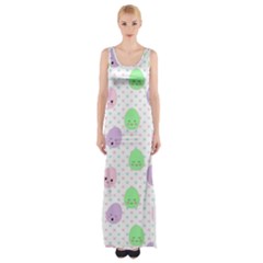 Egg Easter Smile Face Cute Babby Kids Dot Polka Rainbow Maxi Thigh Split Dress by Mariart