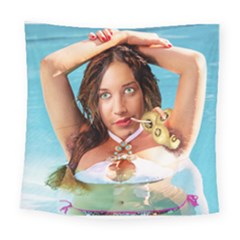 Woman In Pool Square Tapestry (large) by RakeClag