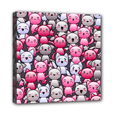 Cute Doodle Wallpaper Cute Kawaii Doodle Cats Mini Canvas 8  X 8  by Nexatart