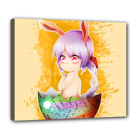 Easter Bunny Furry Deluxe Canvas 24  X 20   by Catifornia