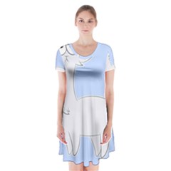 Grumpy Persian Cat Llama Short Sleeve V-neck Flare Dress by Catifornia