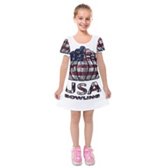 Usa Bowling  Kids  Short Sleeve Velvet Dress by Valentinaart