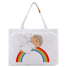 Angel Rainbow Cute Cartoon Angelic Medium Zipper Tote Bag by Nexatart