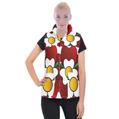 Flower Rose Glass Church Window Women s Button Up Puffer Vest by Nexatart