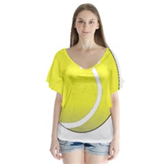 Tennis Ball Ball Sport Fitness Flutter Sleeve Top by Nexatart