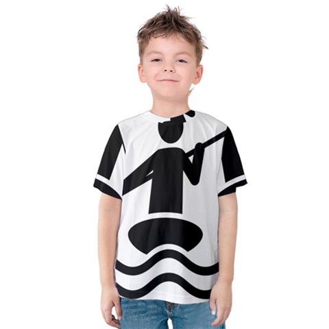 Cropped Kayak Graphic Race Paddle Black Water Sea Wave Beach Kids  Cotton Tee by Mariart