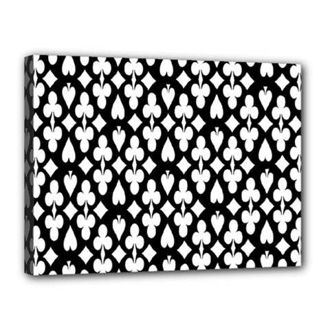 Dark Horse Playing Card Black White Canvas 16  X 12  by Mariart