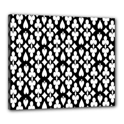Dark Horse Playing Card Black White Canvas 24  X 20  by Mariart
