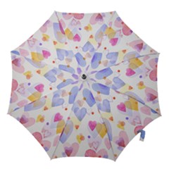Watercolor Cute Hearts Background Hook Handle Umbrellas (medium) by TastefulDesigns