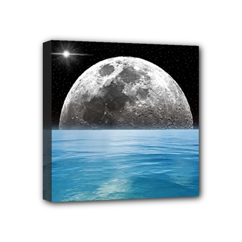 Moon Ocean Mini Canvas 4  X 4  (framed) by LoolyElzayat