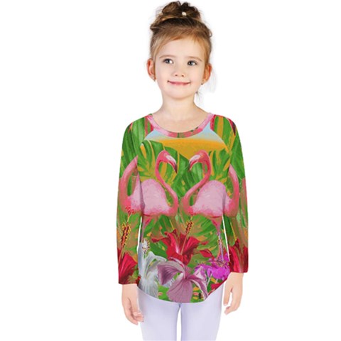 Flamingo Kids  Long Sleeve Tee by Valentinaart