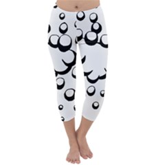 Splash Bubble Black White Polka Circle Capri Winter Leggings  by Mariart