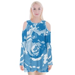 Abstract Art Velvet Long Sleeve Shoulder Cutout Dress by ValentinaDesign