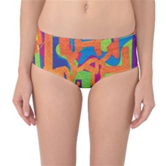 Abstract Art Mid-waist Bikini Bottoms by ValentinaDesign