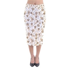 Floral Pattern Velvet Midi Pencil Skirt by ValentinaDesign