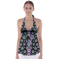 Fantasy Flower Forest  In Peacock Jungle Wood Babydoll Tankini Top by pepitasart