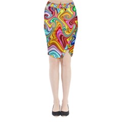 Rainbow Gnarls Midi Wrap Pencil Skirt by WolfepawFractals