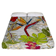 Flower Floral Red Green Tropical Fitted Sheet (queen Size) by Mariart