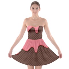 Ice Cream Pink Choholate Plaid Chevron Strapless Bra Top Dress by Mariart
