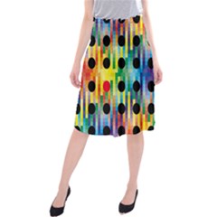 Watermark Circles Squares Polka Dots Rainbow Plaid Midi Beach Skirt by Mariart