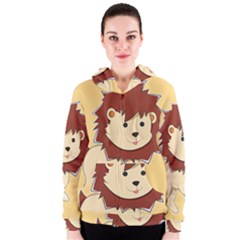 Happy Cartoon Baby Lion Women s Zipper Hoodie by Catifornia
